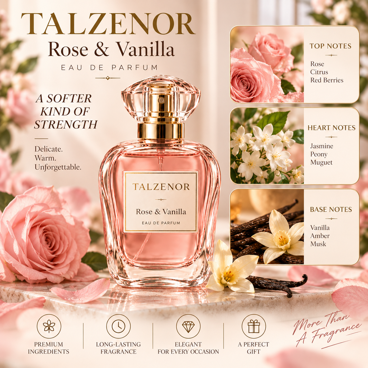 TALZENOR Rose & Vanilla Eau de Parfum